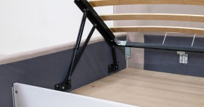 Кровать двойная Миа 160 + ортопед + ПМ + дно (арт. Аватар 390 (пудровый) / кант Лайт 10 Велюр (коричневый)) в Екатеринбурге - ok-mebel.com | фото 4