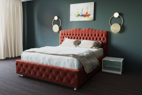 Кровать Нягань с ортопедическим основанием 1600 (велюр бордо) в Екатеринбурге - ok-mebel.com | фото 1