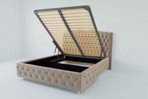 Кровать Нягань с ПМ 2000 (велюр светло-серый) в Екатеринбурге - ok-mebel.com | фото 1