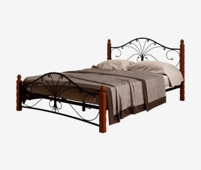 Кровать "Фортуна 1" КМД 2.01 Черная (1400*2000) (ножки-махагон) с коваными элементами в Екатеринбурге - ok-mebel.com | фото 2