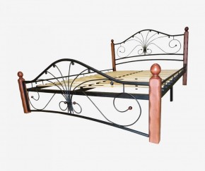 Кровать "Фортуна 1" КМД 2.01 Черная (1400*2000) (ножки-махагон) с коваными элементами в Екатеринбурге - ok-mebel.com | фото 3