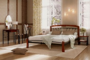 Кровать "Муза 4 Лайт" КМД9 Черная (1600*2000) (ножки-махагон) с коваными изделиями в Екатеринбурге - ok-mebel.com | фото