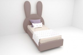 Кровать Зайка с ортопедическим основанием 1200 (велюр темно-серый) в Екатеринбурге - ok-mebel.com | фото