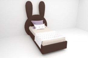 Кровать Зайка с ортопедическим основанием 900 (экокожа коричневый) в Екатеринбурге - ok-mebel.com | фото