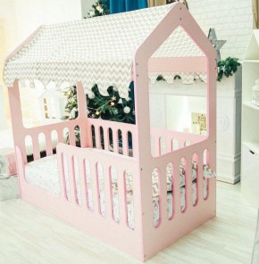 Кровать-домик без ящика 800*1600 (Розовый) в Екатеринбурге - ok-mebel.com | фото