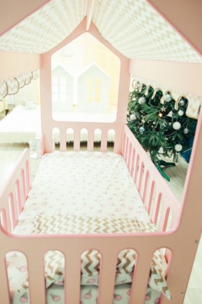 Кровать-домик без ящика 800*1600 (Розовый) в Екатеринбурге - ok-mebel.com | фото 3