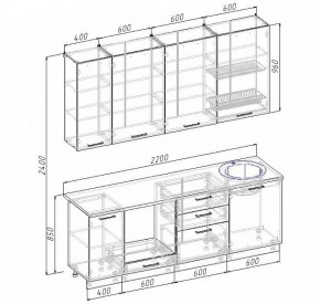 Кухонный гарнитур Антрацит 2200 (Стол. 26мм) в Екатеринбурге - ok-mebel.com | фото 3