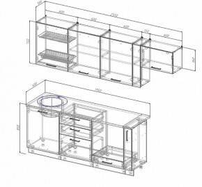 Кухонный гарнитур Антрацит 2550 (Стол. 26мм) в Екатеринбурге - ok-mebel.com | фото 2