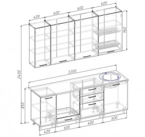 Кухонный гарнитур Дели 2200 (Стол. 26мм) в Екатеринбурге - ok-mebel.com | фото 2