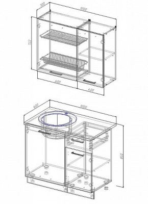 Кухонный гарнитур Лофт 1000 (Стол. 26мм) в Екатеринбурге - ok-mebel.com | фото 2