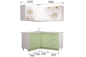 Кухонный гарнитур угловой Флоренс Грин (1400*1600) УНИ в Екатеринбурге - ok-mebel.com | фото 2