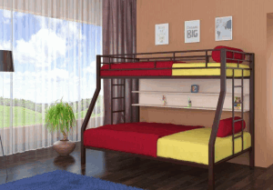 Кровать металлическая 2-х ярусная Милан (с полкой) в Екатеринбурге - ok-mebel.com | фото 1