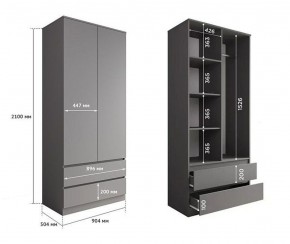 МОРИ МШ 900.2 Шкаф с 2-мя дв. и 2-мя ящ. ВЫСОКИЙ (Графит) в Екатеринбурге - ok-mebel.com | фото 2