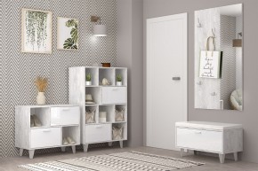 Обувница Эго Об-1 (на ножках) Бетон светлый/Белый глянец в Екатеринбурге - ok-mebel.com | фото 2