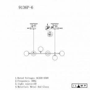 Подвесная люстра iLamp Golden 9136P/6 BK-WH в Екатеринбурге - ok-mebel.com | фото 3