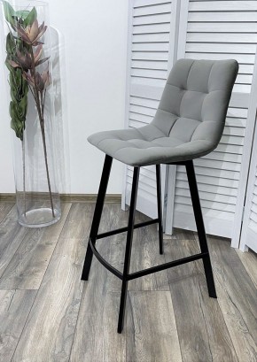 Полубарный стул CHILLI-QB SQUARE светло-серый #26, велюр / черный каркас (H=66cm) М-City в Екатеринбурге - ok-mebel.com | фото 2