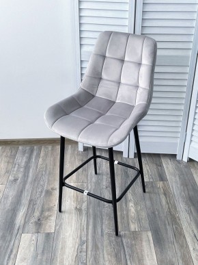 Полубарный стул ХОФМАН, цвет H-09 Светло-серый, велюр / черный каркас H=63cm М-City в Екатеринбурге - ok-mebel.com | фото 4