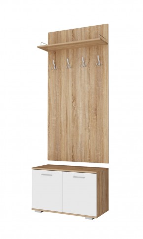 ИТАЛИЯ Прихожая Вешалка В-800/Обувница О-800 Дуб сонома/Белый глянец в Екатеринбурге - ok-mebel.com | фото 1