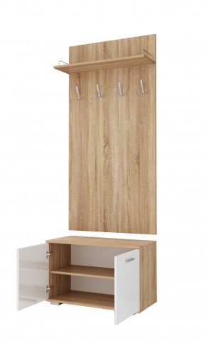 ИТАЛИЯ Прихожая Вешалка В-800/Обувница О-800 Дуб сонома/Белый глянец в Екатеринбурге - ok-mebel.com | фото 2