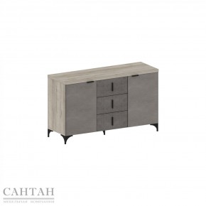ШЕР КМ-2302 Комод 2 двери 3 ящика (дуб апрель темный/Лофт Годэн Пэлас) в Екатеринбурге - ok-mebel.com | фото