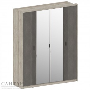 ШЕР ШК-2307 Шкаф 4дв. (с 2зерк.) (дуб апрель темный/лофт голдэн пэлас) в Екатеринбурге - ok-mebel.com | фото