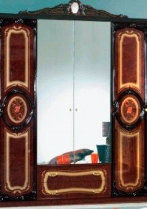 Шкаф 4-х дверный с зеркалами (01.144) Роза (могано) в Екатеринбурге - ok-mebel.com | фото