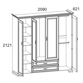 Шкаф 4D2S Z, TIFFANY, цвет вудлайн кремовый в Екатеринбурге - ok-mebel.com | фото