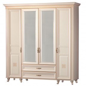 Шкаф для одежды 4-дверный с зеркалом №493 Марлен кремовый белый в Екатеринбурге - ok-mebel.com | фото