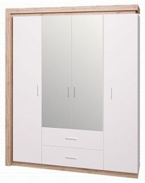 Шкаф для одежды с ящиками 4-х створчатый с зеркалом Люмен 16 в Екатеринбурге - ok-mebel.com | фото
