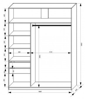 Шкаф-купе 1800 серии SOFT D1+D3+B2+PL1 (2 ящика+1штанга) профиль «Графит» в Екатеринбурге - ok-mebel.com | фото 3