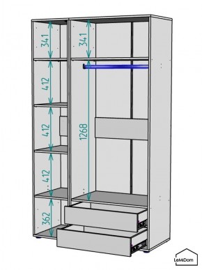 Шкаф Linnea MHR-3PO-2 2050х1200х510 (Белый-М 11.1.1) в Екатеринбурге - ok-mebel.com | фото 3