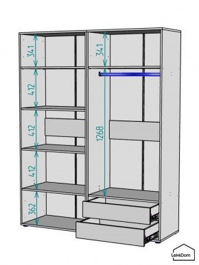 Шкаф Linnea MHR-4-2 2050х1600х510 (Белый-М 11.1.1) в Екатеринбурге - ok-mebel.com | фото 3