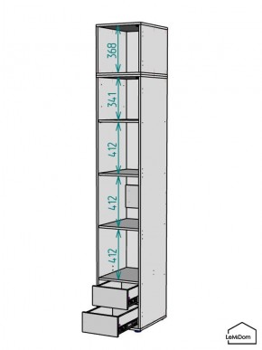 Шкаф с антресолью Linnea MHR-1A-4 2450х400х510 (Графит-М 11.1.25) в Екатеринбурге - ok-mebel.com | фото 3