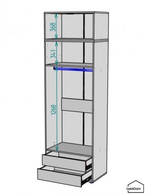 Шкаф с антресолью Linnea MHR-2A-3 2450х800х510 (ДВ-М 11.1.25) в Екатеринбурге - ok-mebel.com | фото 3