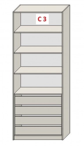 Шкаф СТАНДАРТ С3 4 ящика серия "ГЕСТИЯ" (Серый камень/Дуб Галифакс табак) 800*520*2300 в Екатеринбурге - ok-mebel.com | фото 2