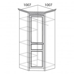 Шкаф угловой №183 "Лючия" Фасад зеркало (Угол 1007*1007) Дуб оксфорд серый в Екатеринбурге - ok-mebel.com | фото 2