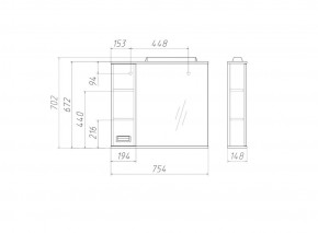 Шкаф-зеркало Cube 75 Эл. ЛЕВЫЙ Домино (DC5008HZ) в Екатеринбурге - ok-mebel.com | фото 3