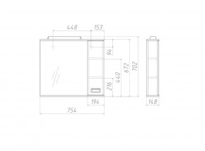 Шкаф-зеркало Cube 75 Эл. Правый Домино (DC5009HZ) в Екатеринбурге - ok-mebel.com | фото 3