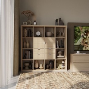 Стеллаж Фора 16, широкий стеллаж с открытыми ячейками, тамбурат, цвет дуб беленый в Екатеринбурге - ok-mebel.com | фото 4