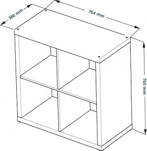 Стеллаж Фора 4, квадратной формы с четырьми открытыми ячейками, тамбурат, цвет дуб беленый в Екатеринбурге - ok-mebel.com | фото 3