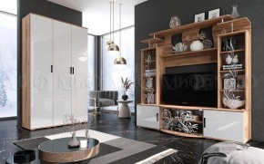 Стенка Виста (Белый глянец/Дуб крафт) в Екатеринбурге - ok-mebel.com | фото 3