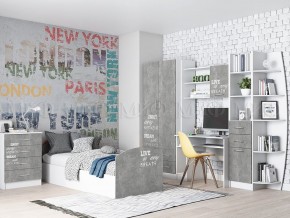 ЮНИОР-2 Стенка Лофт ЛДСП (Бетон светлый/белый) в Екатеринбурге - ok-mebel.com | фото 3