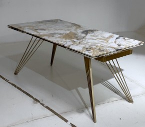 Стол ACERRA NEW 160 GLOSS GRAND JADE SOLID CERAMIC/ каркас цвета шампань, ®DISAUR в Екатеринбурге - ok-mebel.com | фото 3