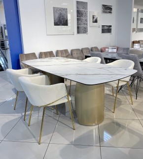 Стол BRONTE 220 KL-188 Контрастный мрамор матовый, итальянская керамика/ Шампань, ®DISAUR в Екатеринбурге - ok-mebel.com | фото 3