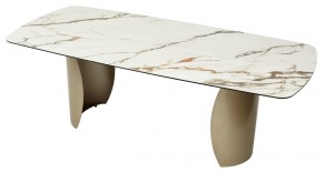 Стол BRONTE 220 KL-188 Контрастный мрамор матовый, итальянская керамика/ Шампань, ®DISAUR в Екатеринбурге - ok-mebel.com | фото 4