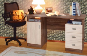 Стол письменный 2-х тумбовый (ясень шимо темный / ясень шимо светлый) в Екатеринбурге - ok-mebel.com | фото 1