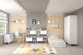 Стол письменный Эго Ст-2 1 дверца 1 ящик (на ножках) Бетон светлый/Белый глянец в Екатеринбурге - ok-mebel.com | фото 3