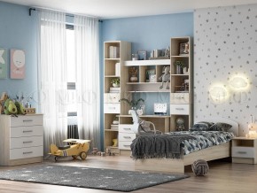 МАРТИНА Стол письменный с надстройкой (Белый глянец/дуб сонома) в Екатеринбурге - ok-mebel.com | фото 2