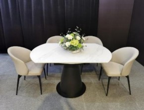 Стол TERAMO 135 GLOSS GRAND JADE SOLID CERAMIC, керамика, поворотн.механизм / Черный каркас, ®DISAUR в Екатеринбурге - ok-mebel.com | фото