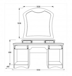 Стол туалетный Ольга-10 + зеркало навесное Ольга-10 (МДФ) в Екатеринбурге - ok-mebel.com | фото 3